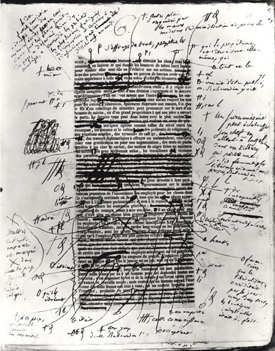 Pagina da una delle opere di Balzac con correzioni manoscritte da Honore de Balzac